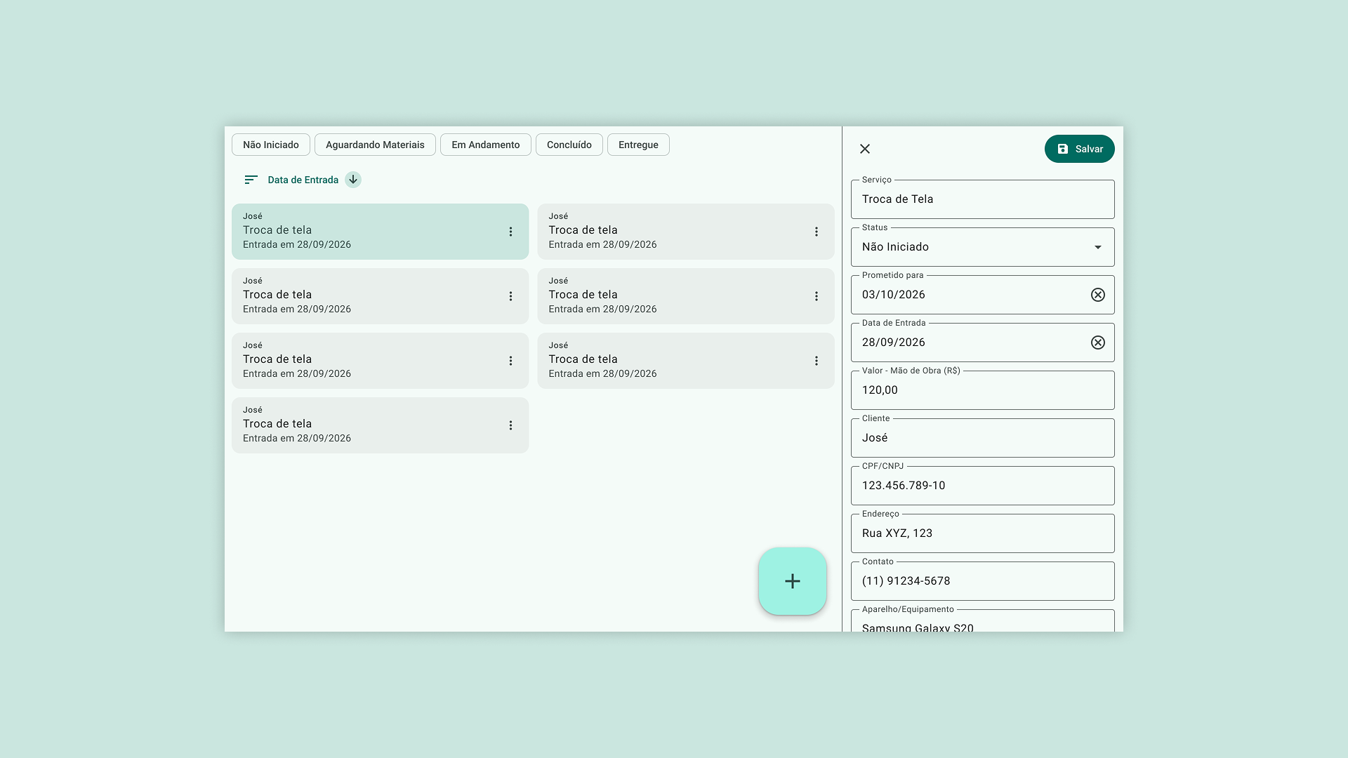 Another prototype, this time showing the work orders in a grid.